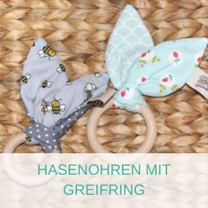 Babyartikel: Hasenohren mit Greifring