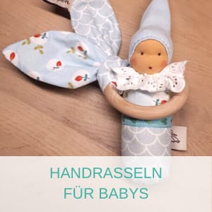 Stoffpuppen für Babys: Handrasseln